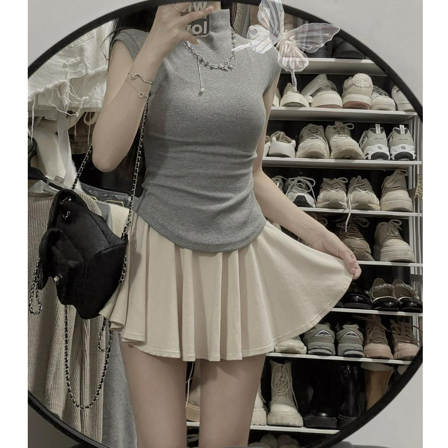 Bộ Áo Dệt Kim Cổ Cao Mềm Mại  Chân Váy Ngắn Thời Trang Xinh Xắn 61444