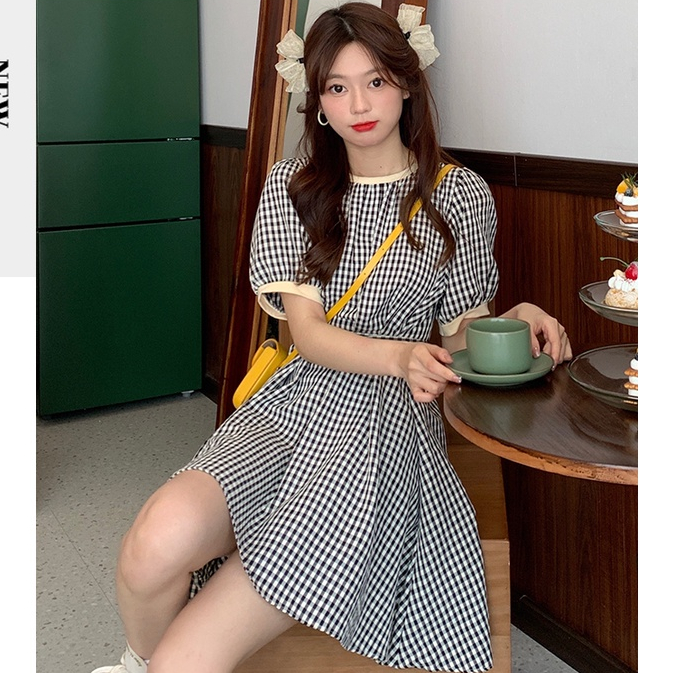 ZHELIHANGFEI Chân Váy Caro Form Rộng Phong Cách Hàn Quốc Xinh Xắn Cho Nữ