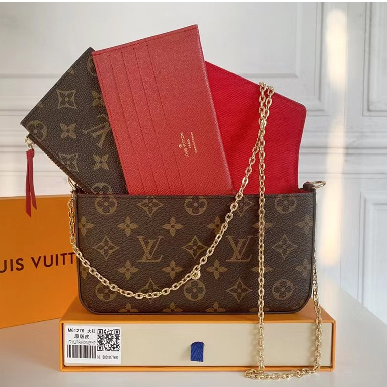 (Hàng Có Sẵn Để Gửi + Hộp + 100% Túi Xách Đeo Vai Chính Hãng) LV / Louis Vuitton Big red FELICIE M61276