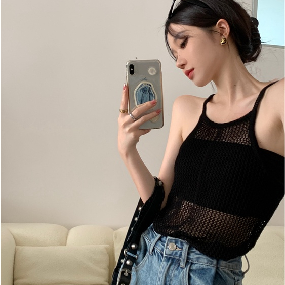 Áo Tank Top Sát Nách Dáng Ôm Thiết Kế Khoét Lỗ Thời Trang Quyến Rũ Cho Nữ