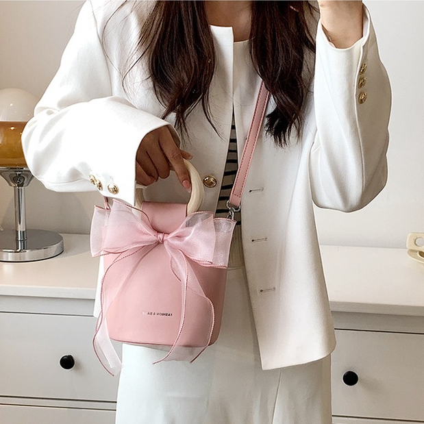 Mischa Túi Đeo Chéo Vai Bằng Da PU Màu Trơn Đính Nơ Thời Trang