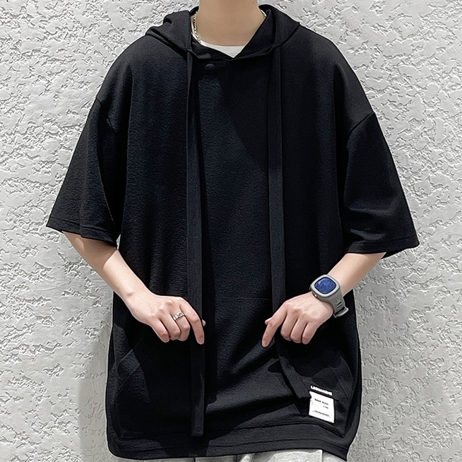 Áo Hoodie Tay Lỡ Màu Sắc Đơn Giản Phong Cách Hàn Quốc Cho Nam mùa hè áo hoodie unisex form rộng