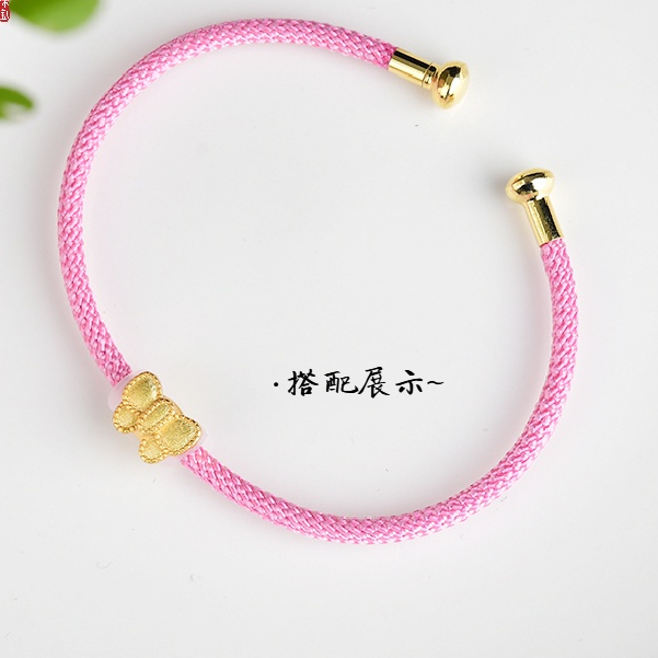 Vòng Đeo Tay Dạng Hở Hình Chữ c Màu Đỏ Đen Đính Hạt Và Vàng Kim Có Thể Tháo Rời