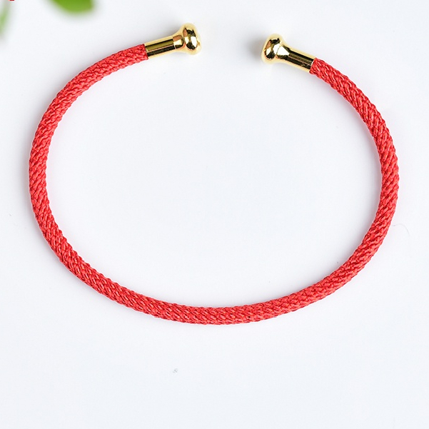 Vòng Đeo Tay Dạng Hở Hình Chữ c Màu Đỏ Đen Đính Hạt Và Vàng Kim Có Thể Tháo Rời