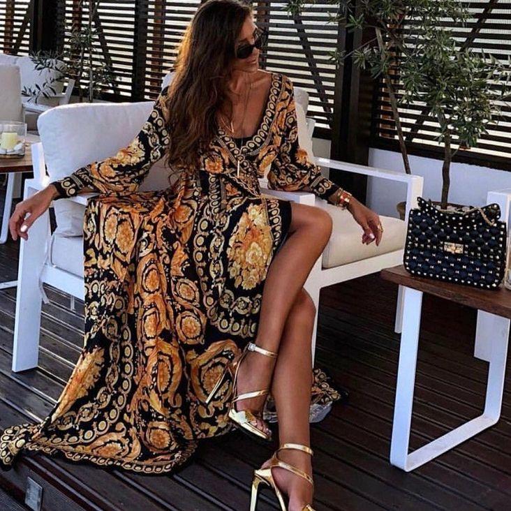 Đầm dài hở vai phong cách Boho thời trang cho nữ