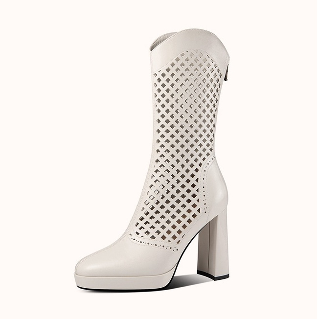 Giày Bốt Da Mềm Cao Gót Mũi Tròn Thoáng Khí Thời Trang Hàn Quốc 2023 Cho Nữ