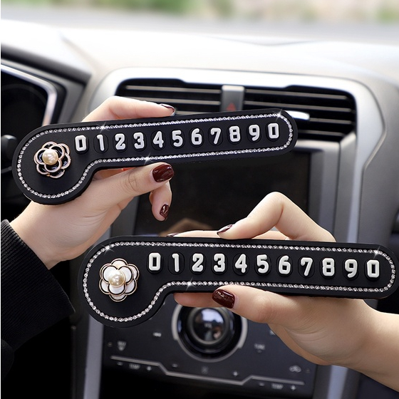 Bảng Số Điện Thoại Đặt Taplo Ô Tô Đính Đá Gắn Nơ Xinh Xắn