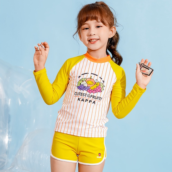 Bộ Đồ Bơi Kappa Tay Dài Màu Vàng Dễ Thương Cho Bé Gái
