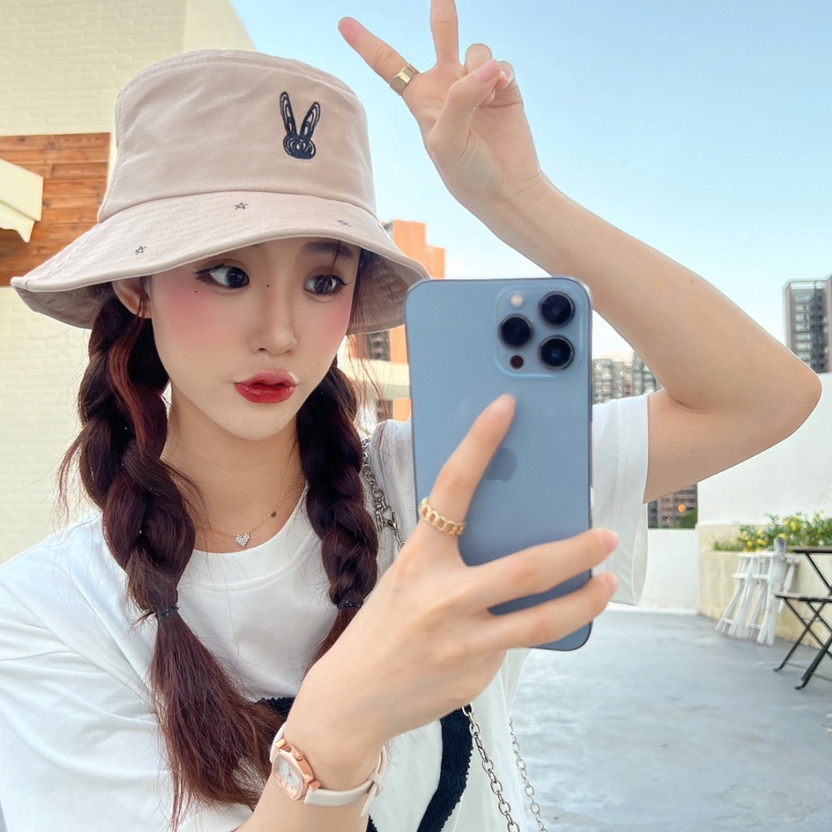 Nón Tai Bèo Thêu Họa Tiết Hoạt Hình Dễ Thương Phong Cách Hàn Quốc Thời Trang Xuân Hè Cho Nữ