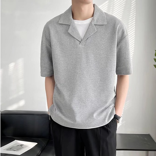 Áo polo Ngắn Tay Form Rộng Phong Cách Hàn Quốc Dành Cho Nam