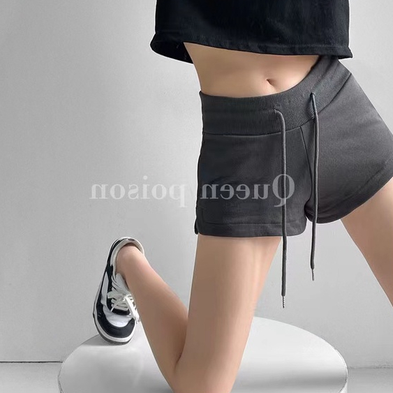 Ethelgirl Quần Short Thể Thao Lưng Cao Dây Rút 4 Màu Sắc Lựa Chọn Phong Cách Hàn Quốc Cho Nữ