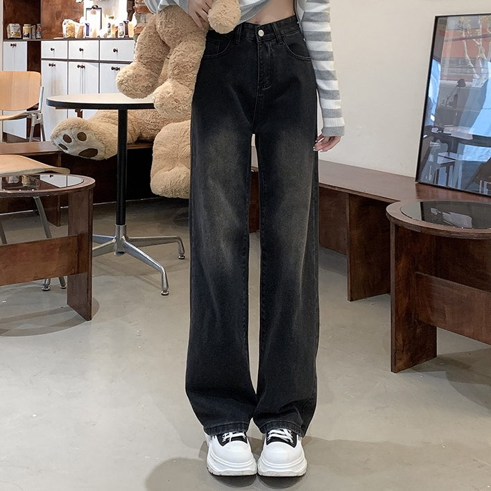 Quần jean NZNs dài lưng cao ống rộng vintage cho nữ