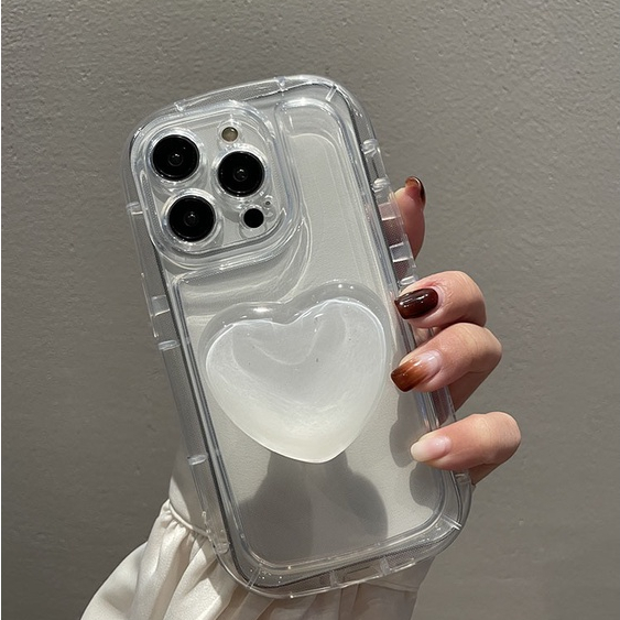 Ốp Điện Thoại tpu Mềm Trong Suốt Có Giá Đỡ Hình Trái Tim 3D Cho Iphone 14 14 pro max 14 + 13 pro max 12 pro max 11 pro max xs max xr x 7 8 +