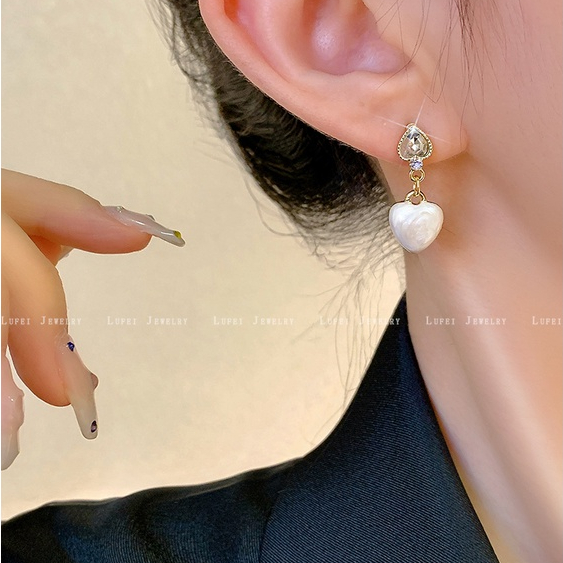 Bông Tai Hình Trái Tim Đính Đá Phong Cách Hàn Quốc Thời Trang Cho Nữ