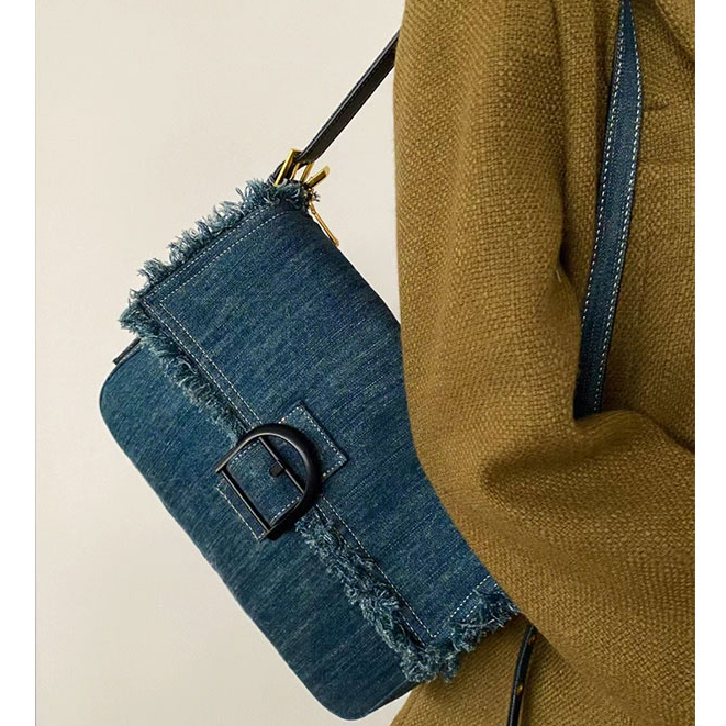 MISCHA Túi Đeo Vai MISCHA Bằng Vải denim Màu Trơn Phối Tua Rua Thời Trang