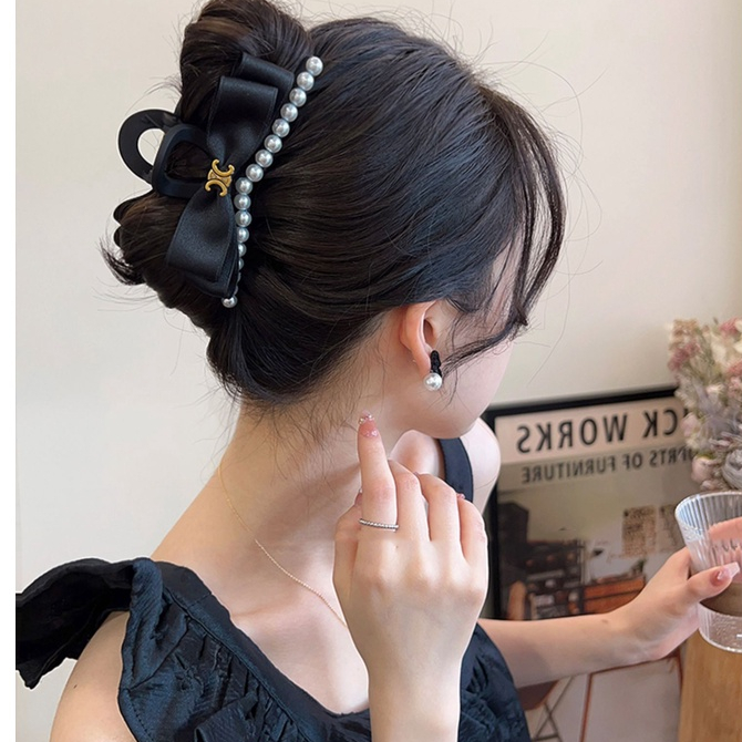 Kẹp Tóc Nơ Đen Đơn Giản Phong Cách Hàn Quốc Cao Cấp Cho Nữ