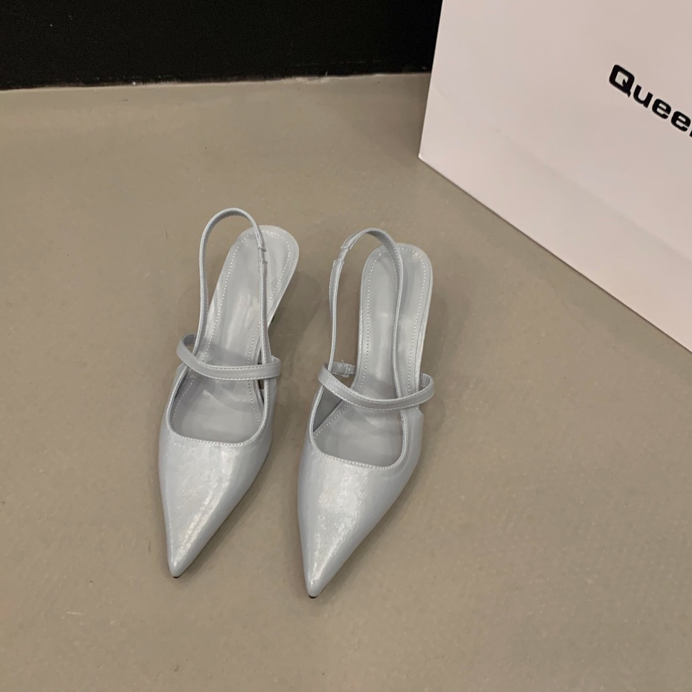 Giày Cao Gót Mũi Nhọn Màu Trơn Thời Trang Hàn Quốc Cho Nữ Giày Cao Gót Đính Lông Vũ Thiết Kế Dễ Thương Cho Bé