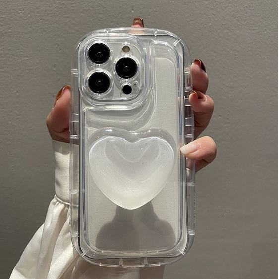 Ốp Điện Thoại tpu Mềm Trong Suốt Có Giá Đỡ Hình Trái Tim 3D Cho Iphone 14 14 pro max 14 + 13 pro max 12 pro max 11 pro max xs max xr x 7 8 +