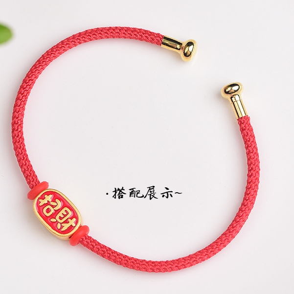 Vòng Đeo Tay Dạng Hở Hình Chữ c Màu Đỏ Đen Đính Hạt Và Vàng Kim Có Thể Tháo Rời