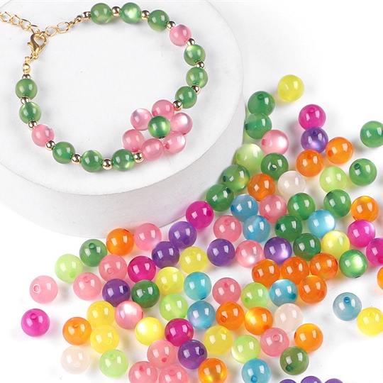 Túi Hạt Nhựa Mắt Mèo Giả 6 / 8 / 10mm Làm Đồ Trang Sức Thủ Công