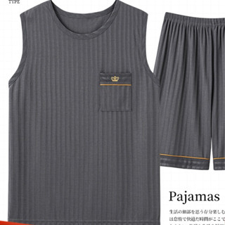 Bộ Đồ Ngủ Sát Nách 40 Màu Trơn Vải Cotton Mỏng Thời Trang Mùa Hè Cho Nam Trung Niên 30-50 Tuổi / Dad-70-60 Tuổi