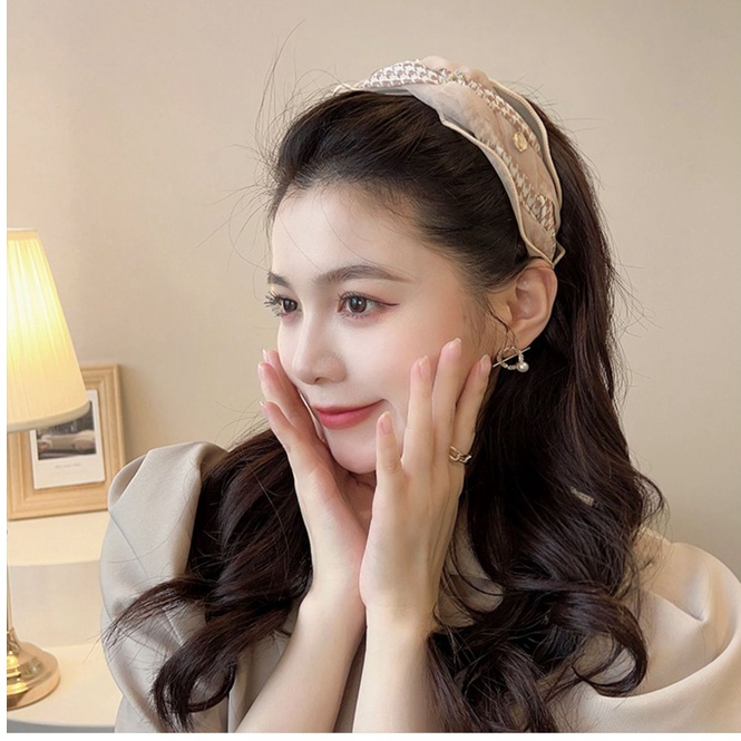 Băng Đô Cài Tóc Bằng Rơm Phối Lưới Họa Tiết Đầu Lâu Phong Cách retro