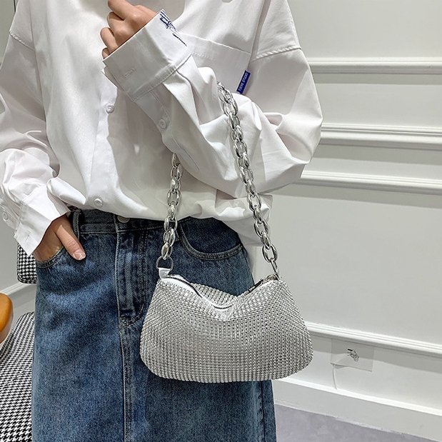 Mischa Túi Xách Đeo Vai Đính Đá Chất Liệu PU Thời Trang Cao Cấp Dễ Phối Đồ