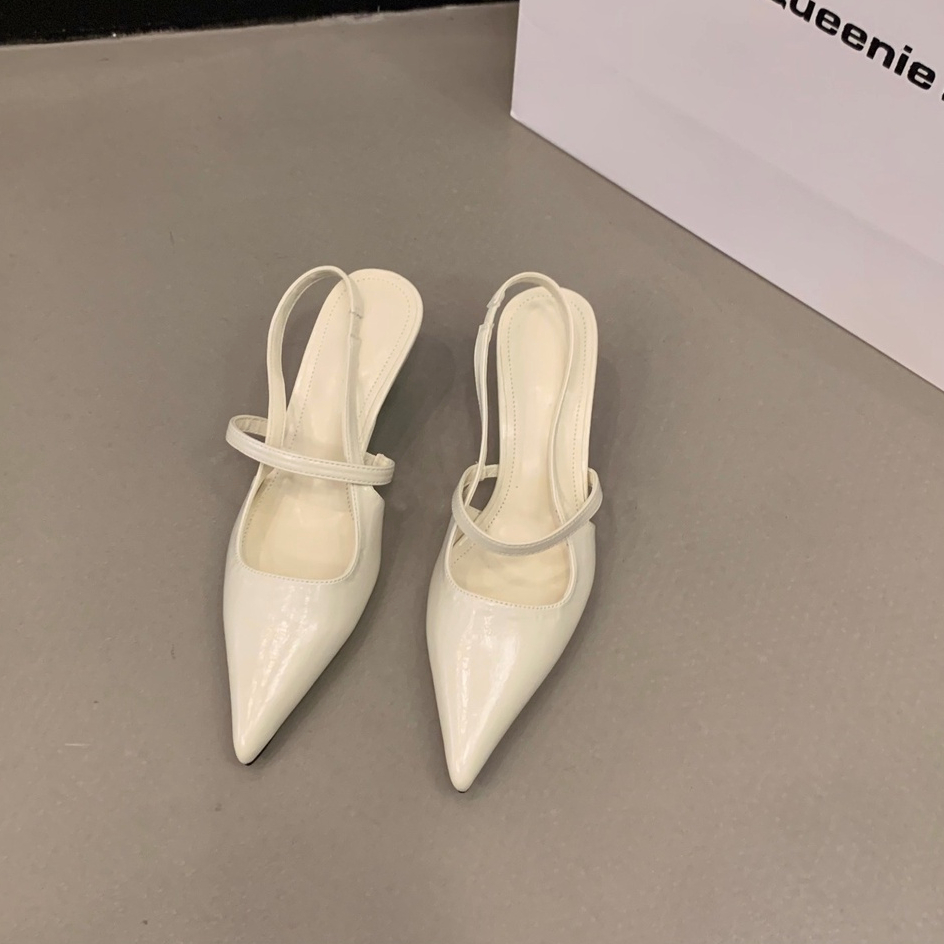 Giày Cao Gót Mũi Nhọn Màu Trơn Thời Trang Hàn Quốc Cho Nữ Giày Cao Gót Đính Lông Vũ Thiết Kế Dễ Thương Cho Bé