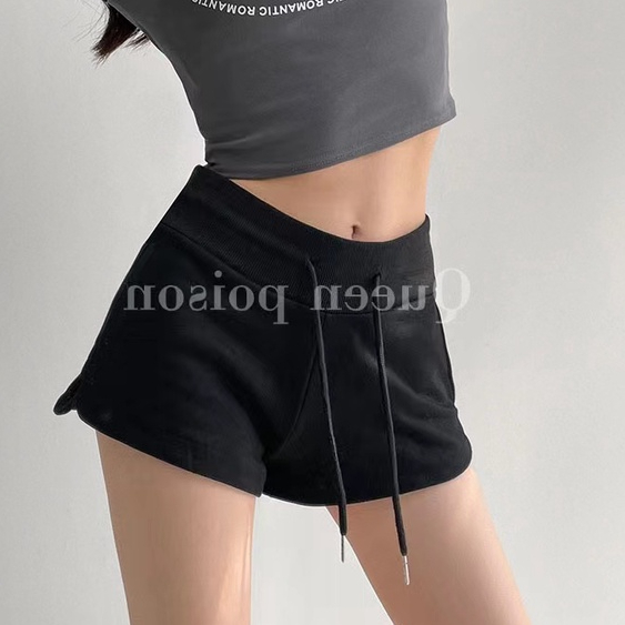 Ethelgirl Quần Short Thể Thao Lưng Cao Dây Rút 4 Màu Sắc Lựa Chọn Phong Cách Hàn Quốc Cho Nữ