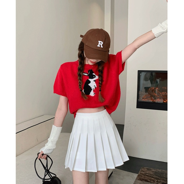 「 WELOVE1 」Chân Váy Mini Lưng Cao Xếp Li Màu Trơn Thời Trang Hàng Mới Dành Cho Bạn Nữ