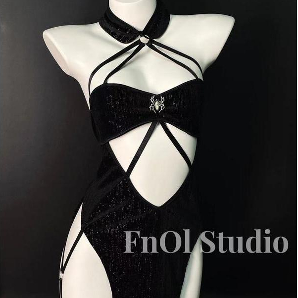 {FnOl Studio} Bà Nhện Bộ Đồ Ngủ Gợi Cảm Đồ Lót Gợi Cảm Đồ Ngủ Gợi Cảm Sling Bộ Đồ Ngủ Deep V Bộ Đồ N