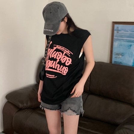 Áo Sát Nách Dáng Rộng In Chữ Thời Trang Cho Nữ