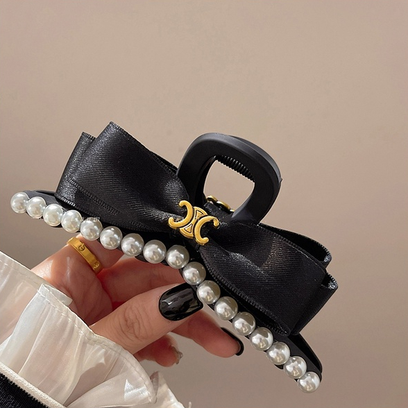 Kẹp Tóc Nơ Đen Đơn Giản Phong Cách Hàn Quốc Cao Cấp Cho Nữ