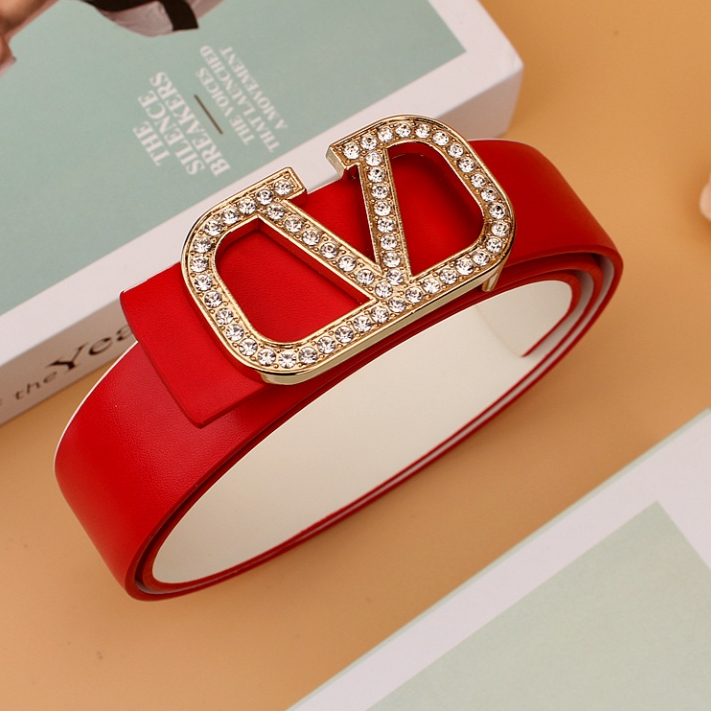 Valentino Dây Nịt Da Hai Mặt Khóa Kim Loại Chữ v 3.3cm Thời Trang Unisex Sang Trọng