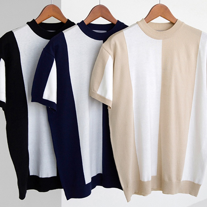 Áo Dệt Kim Mỏng Màu Sắc Tương Phản Thời Trang Mùa Hè Có Size M-3