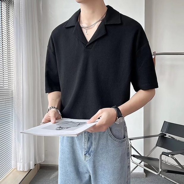 Áo polo Ngắn Tay Form Rộng Phong Cách Hàn Quốc Dành Cho Nam