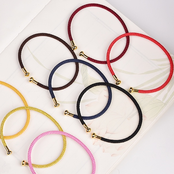 Vòng Đeo Tay Dạng Hở Hình Chữ c Màu Đỏ Đen Đính Hạt Và Vàng Kim Có Thể Tháo Rời