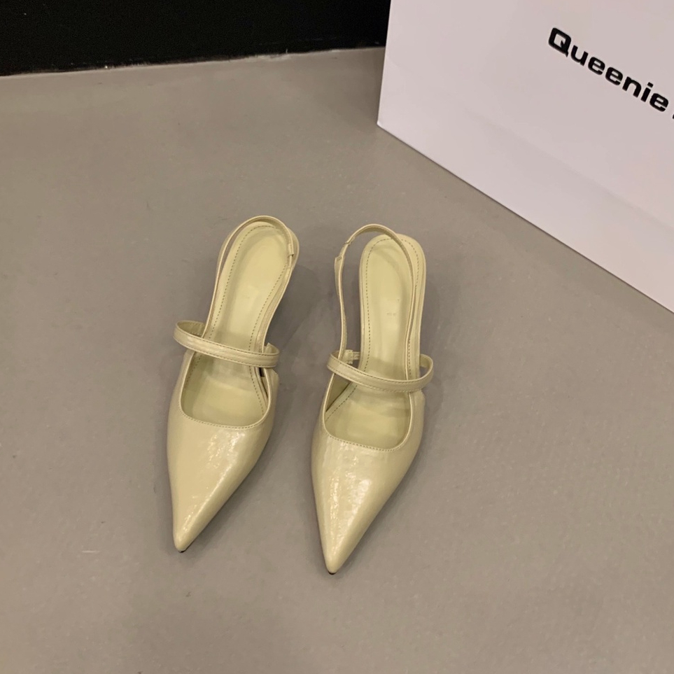 Giày Cao Gót Mũi Nhọn Màu Trơn Thời Trang Hàn Quốc Cho Nữ Giày Cao Gót Đính Lông Vũ Thiết Kế Dễ Thương Cho Bé