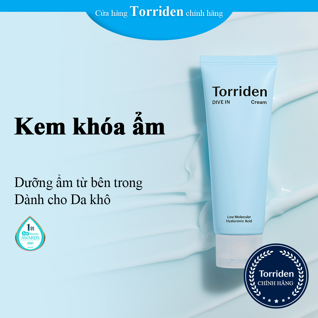 Kem khóa ẩm da mặt TORRIDEN DIVE IN chứa axit hyaluronic phân tử thấp cho da nhạy cảm/ da khô/ cỡ nhỏ 20ml