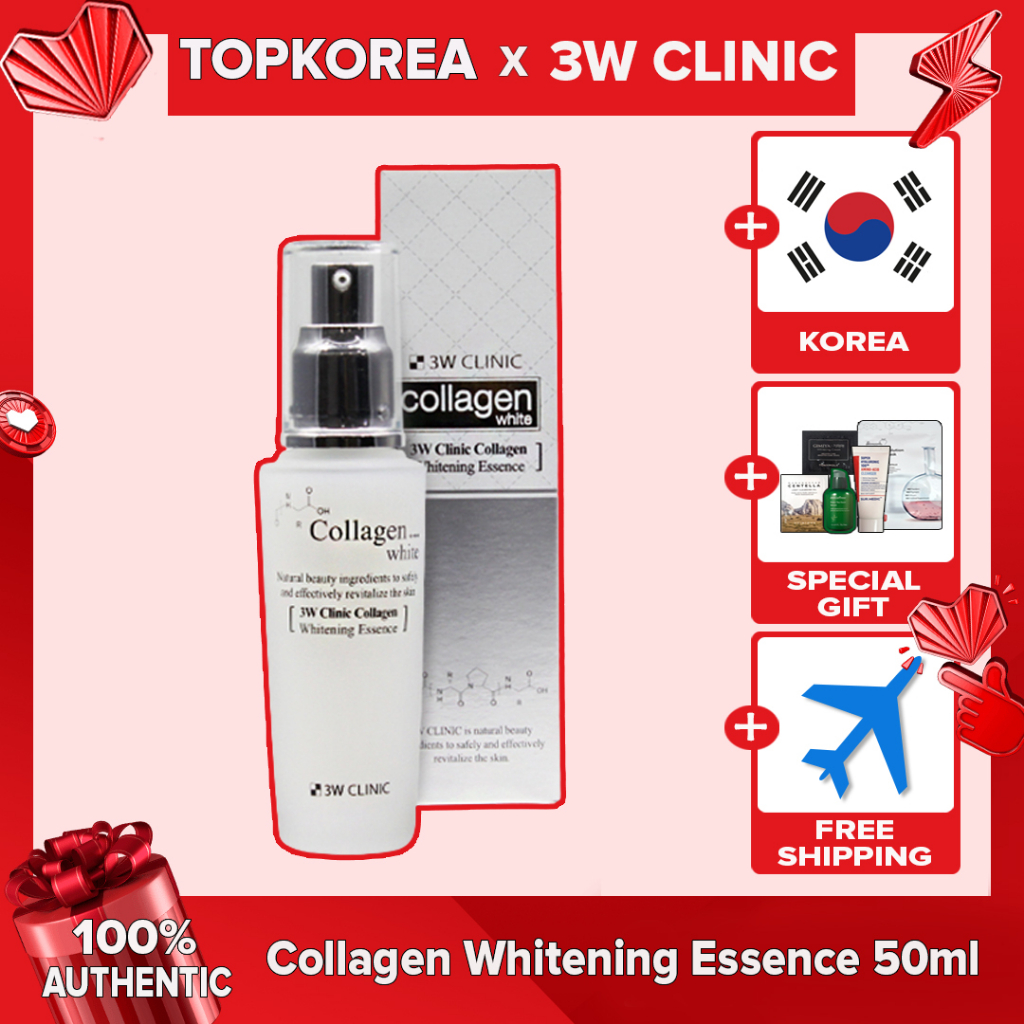 3w clinic Collagen Whitening Essence ★Đèn Đánh Lửa 3W CLINIC Chất Lượng Cao★ Tinh Chất Collagen 50ml / Toporea / Shipping Từ Hàn Quốc