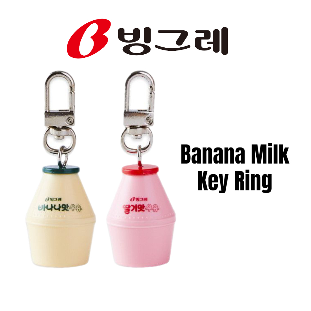 [Bingre] Móc Khoá Dễ Thương Hình Sữa Chuối, Sữa Dâu Hàn Quốc