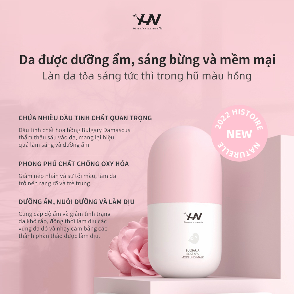 Mặt nạ dạng gel làm sáng và dưỡng ẩm chuyên sâu chống nếp nhăn làm săn chắc làn da HN Bulgarian Rose Spa Modelling Mask