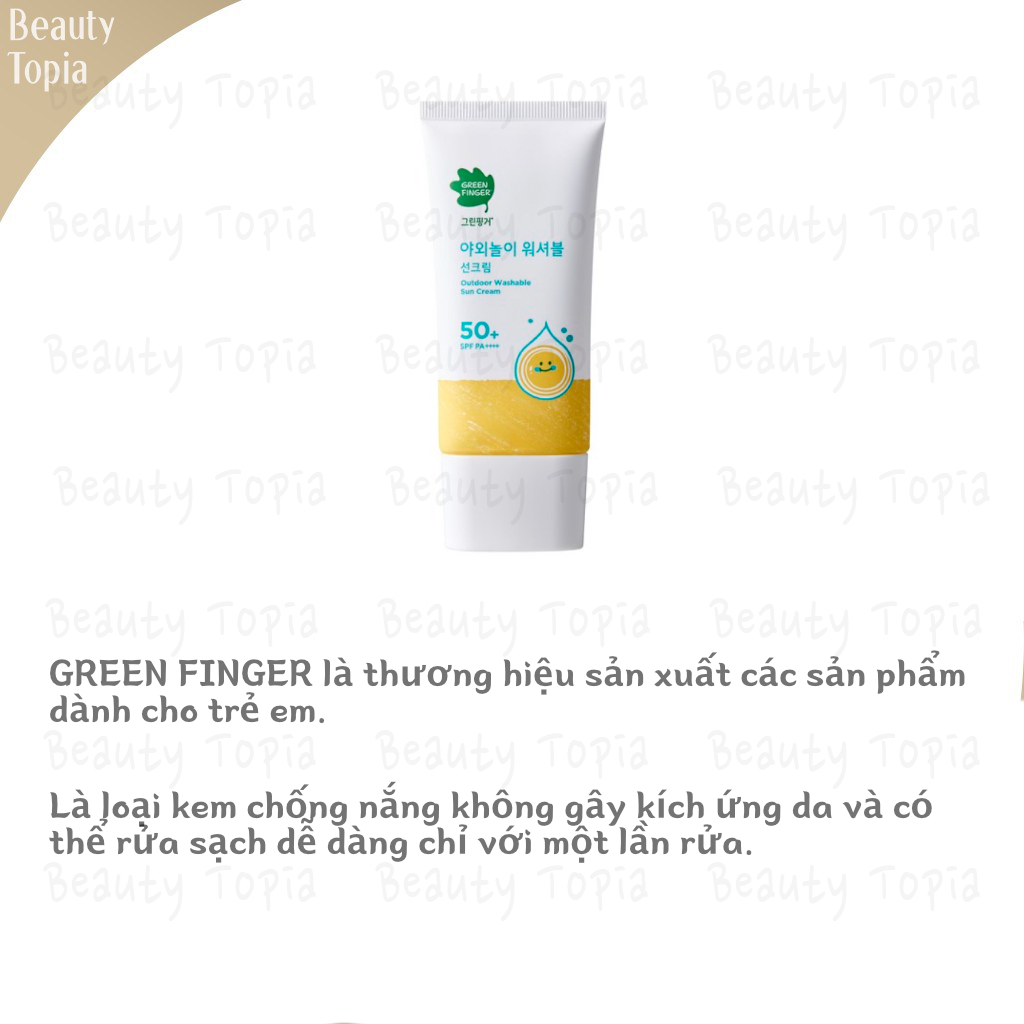 GREEN FINGER Kem chống nắng trẻ em GREENFINGER Outdoor Washable Sunscreen SPA 50+ PA ++++ 80ml
