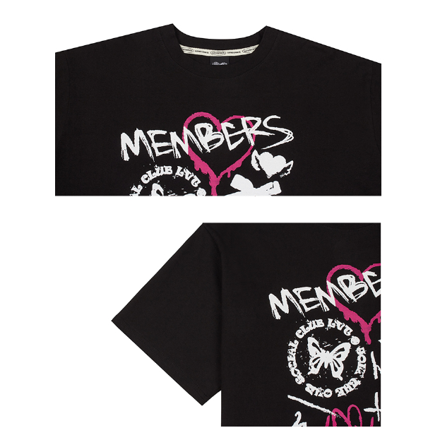Áo Thun Đen In Hình Trái Tim Bướm Chữ Ký Của CL PUNK