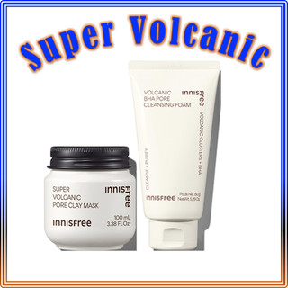 Innisfree Volcanic Pore (Mặt nạ đất sét Super Pore, Mực PHA Pore núi lửa, Bọt làm sạch)