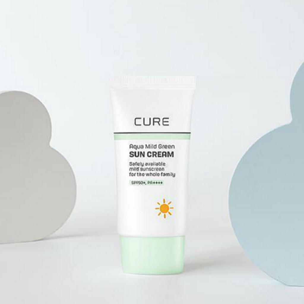 Kem Chống Nắng Màu Xanh Lá Cây Dịu Nhẹ Thương Hiệu CURE Aqua 4