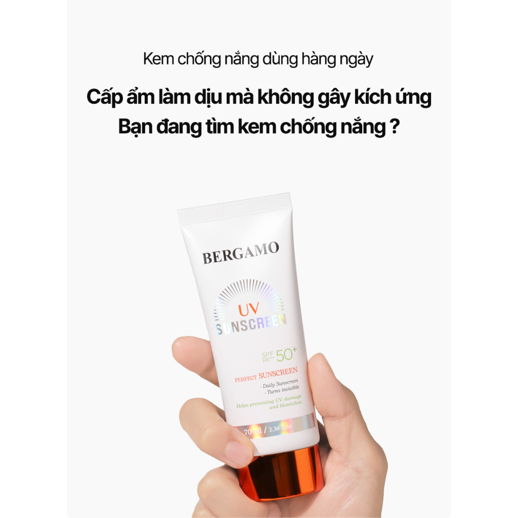 Kem Chống Nắng Hàng Ngày Cho Mọi Loại Da Bergamo Perfect Sunscreen SPF50 70ml