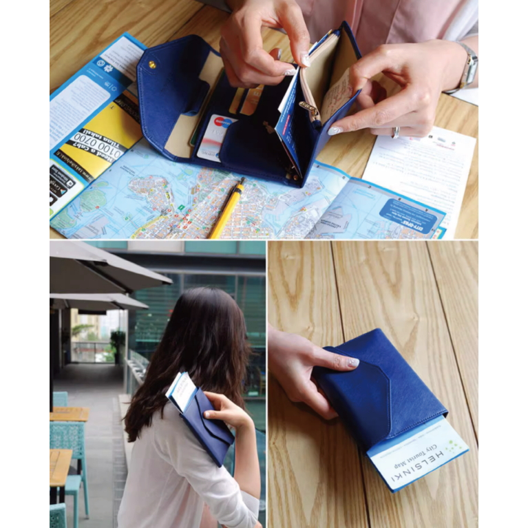 Da lên máy bay rfid anti-skimming passport holers bao gồm 9 pocket all-in-one wallet