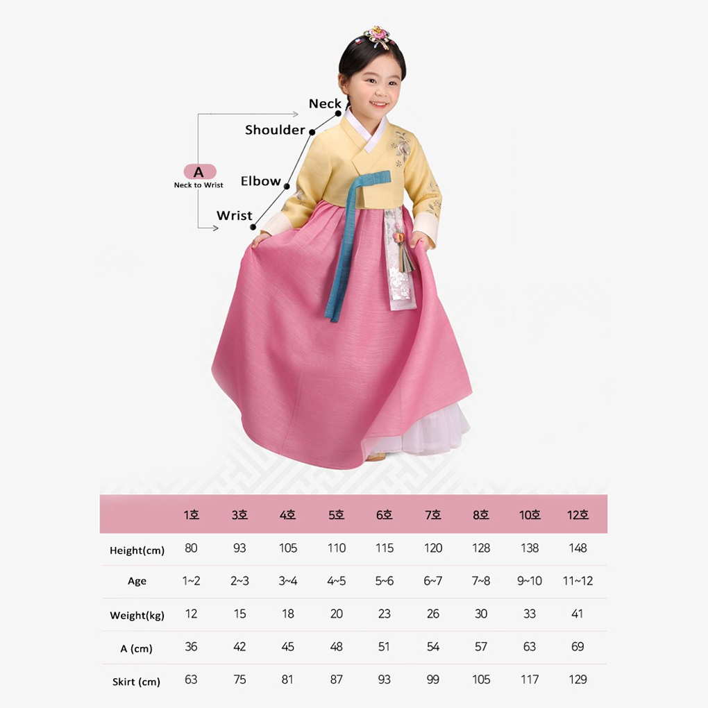 339 Girl Traditional Hanbok Red White