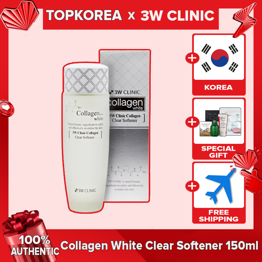 3w clinic Collagen White Clear Softener 150ml ★Đèn Đánh Lửa 3W CLINIC Chất Lượng Cao★ Dung Dịch Collagen Làm Mềm Da 150ml / Toporea / Shipping Từ Hàn Quốc
